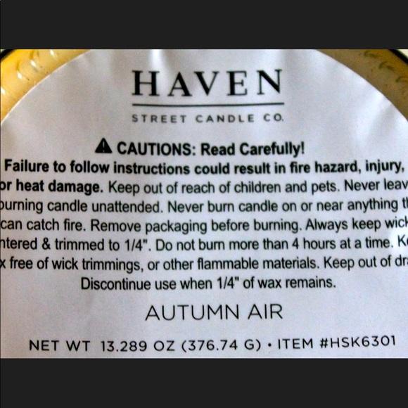 HAVEN STREET CANDLE AUTUMN AIR RICHLY SCENTED NEW - Picture 3 of 3